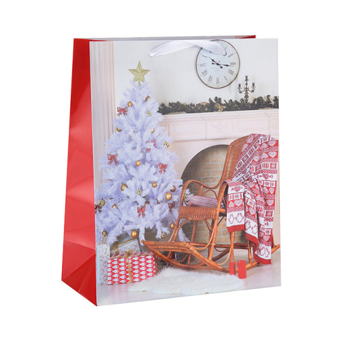 Hohe Qualität Frohe Weihnachten Geschenk Papier Verpackung Tasche mit Griffen in Tongle Verpackung