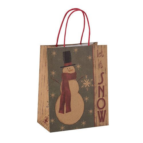 卸売カスタムクリスマスブラウンクラフトショッピングギフト紙袋ハンドルとTongleパッキング