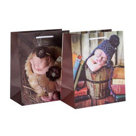 Kundenspezifisches druckendes dekoratives Luxus-Baby-Geschenk-Brown-Papiertüte in der Tongle-Verpackung