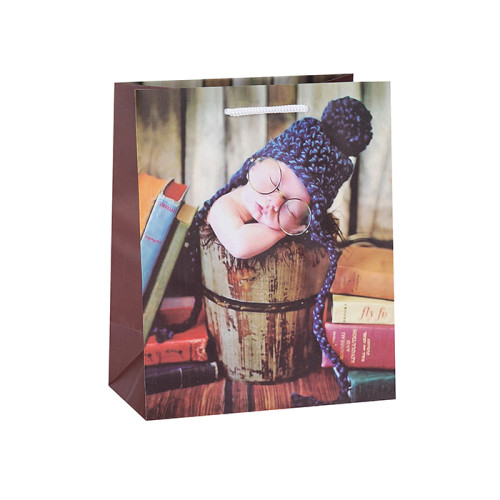 カスタム印刷装飾的な贅沢な赤ちゃんのギフト茶色の紙袋のTongleパッキング