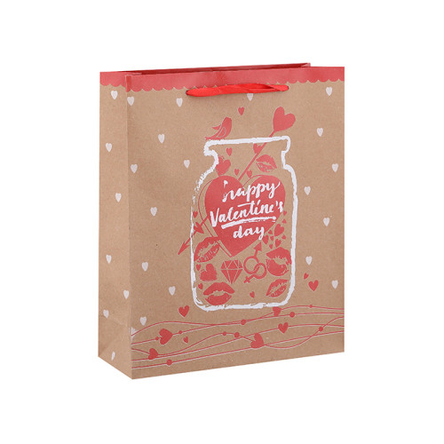 Bolsas de regalo de papel de alta calidad del nuevo diseño de San Valentín Boutique con 4 diseños surtidos en embalaje de llave