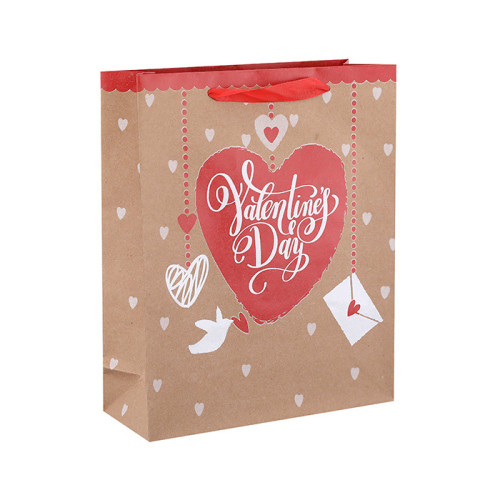 Bolsas de regalo de papel de alta calidad del nuevo diseño de San Valentín Boutique con 4 diseños surtidos en embalaje de llave