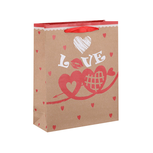 Hohe Qualität Neue Design Boutique Valentinstag Papier Geschenk-Taschen mit 4 Designs Assorted in Tongle Verpackung