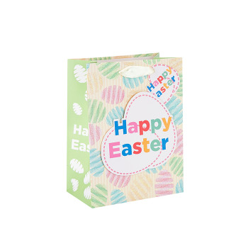 Wholesale Easter Custom Durable and Recyclable Gift Paper Bag with Different Size with 2 Designs Assorted in Tongle Packing