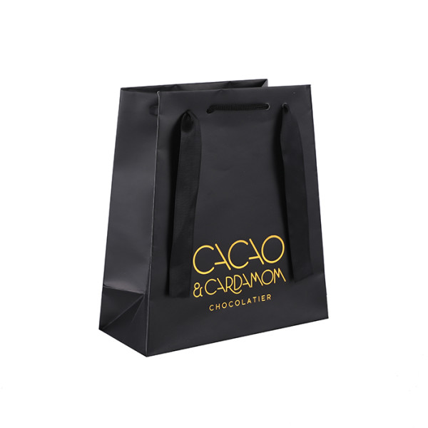 Lux Chocolate Paper Packagaing Bags Hot Golden Stamping Brand Logo On 2 Sides Made in Tongle Packing