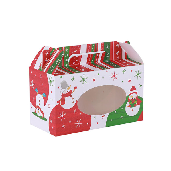 Merry Christmas DIY Folding White Card Paper Treat Box With PVC Window In Tongle Packing