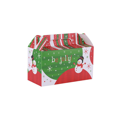 Merry Christmas DIY Folding White Card Paper Treat Box With PVC Window In Tongle Packing