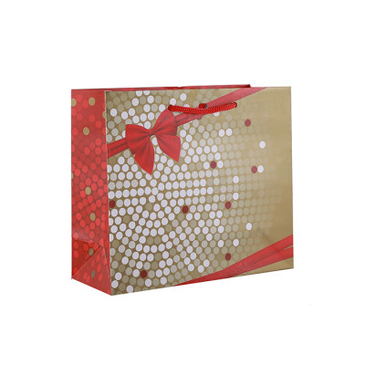 Red Bow Design Different Size Lux Everyday Shopping Custom Print Paper Bags