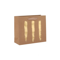Natural Color Simple Design Brown Kraft Paper Bags Premium Quality Gift Bags With Hot Foil Stamping In TONGLE PACKING