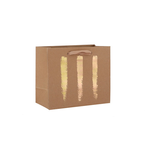Natural Color Simple Design Brown Kraft Paper Bags Premium Quality Gift Bags With Hot Foil Stamping In TONGLE PACKING