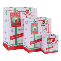 Classic Merry Christmas Paper Gift Bags Art Paper Bags Season's Greeting Paper Carrier Bags Nice Gift Packaging Bags with hangtag In TONGLE PACKING