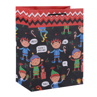 High Quality And Fancy Printed Merry Christmas Gift Paper Bag With Handle For Wholesale In Tongle Packing