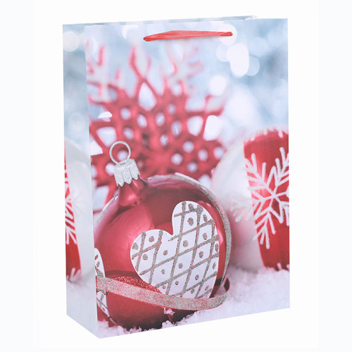 Photo Print Happy Holidays Paper Gift Bags Paper Shopping Bags Paper Carrier Bags With Glitter Assorted In Tongle Packing