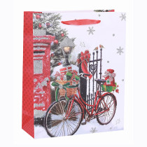 Best Sale Nice Printing Decorative Gift Packing paper Xmas Festival Gift Paper Merry Christmas Bag With Glitter  In Tongle Packing