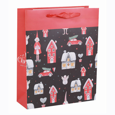 Merry Christmas customPaper Bags With Glitter