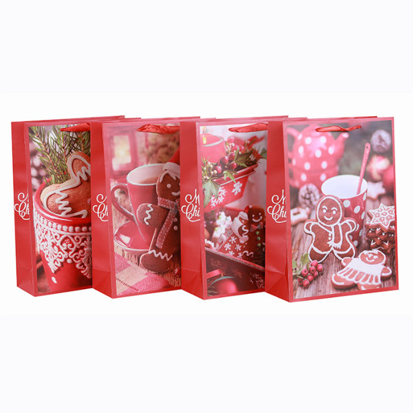 Frohe Weihnachten-Papiertüte Bester Verkaufs-Foto-Druck Frohe Feiertage Papiergeschenkbeutel Papiereinkaufstaschen Papiertragetaschen mit dem Glitter sortiert in der Tongle Verpackung