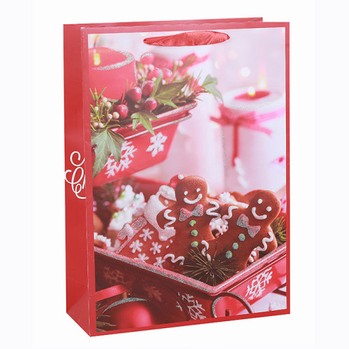 Frohe Weihnachten-Papiertüte Bester Verkaufs-Foto-Druck Frohe Feiertage Papiergeschenkbeutel Papiereinkaufstaschen Papiertragetaschen mit dem Glitter sortiert in der Tongle Verpackung