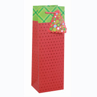 Eco-Friendly Nice Printing Decorative Gift Packing Paper Merry Christmas Wine Bottle Bag With 3tip-ons And glitter In Tongle Packing
