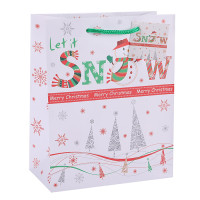 Wholesale Cheap Custom Paper Bags Art Paper Bags Let It Snow Merry Christmas Paper Shopping Bags Nice Gift Packaging Bags With Hangtag In TONGLE PACKING