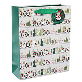 Factory Supply Customized Christmas Style Paper Bags with 4 Designs Assorted