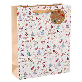 Factory Supply Customized Christmas Style Paper Bags with 4 Designs Assorted