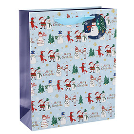 Factory Supply Customized Christmas Style Paper Bags with 4 Designs Assorted