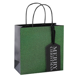 Luxurious Design Whole Surface Glitter Christmas Gift Paper Bag with 4 Designs Assorted