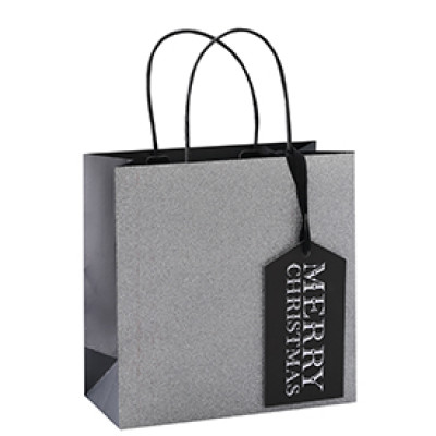 Luxurious Design Whole Surface Glitter Christmas Gift Paper Bag with 4 Designs Assorted