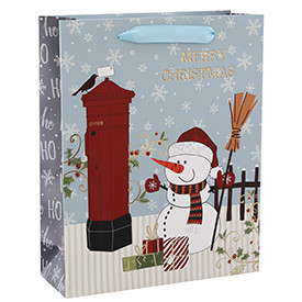 European Design Hot Foil Stamping Merry Christmas Paper Shopping Bag With 4 Designs Assorted