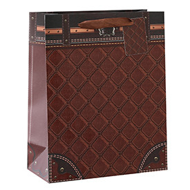 Beautiful Whole Surface UV On Front Leather Effect Tote Paper Gift Bag With 4 Designs Assorted