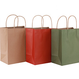 Wholesale recycled nature color solid color brown kraft  paper shopping bags