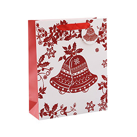 Luxury Customized Printed Red Christmas Gift Packing Paper Bags with 4 Designs Assorted