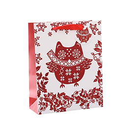 Luxury Customized Printed Red Christmas Gift Packing Paper Bags with 4 Designs Assorted