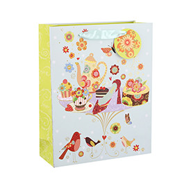 New Design Floral Spring Style Paper Gift Bags with 4 Designs Assorted