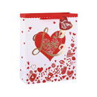 Heart Style Valentine's Day Paper Gift Bags with Hang Tag with 4 Designs Assorted
