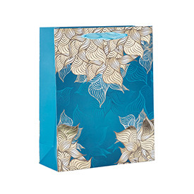 Foil Stamped Flower Designed Paper Gift Bags With 4 Designs Assorts