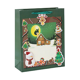 Merry Christmas Holiday Paper Gift Bags With 4 Designs Assorted