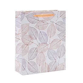 Colorful Leaf Print Paper Gift Bags with 4 designs assorted