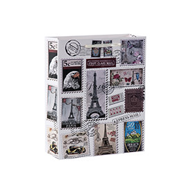 Postage stamp themed vintage paper gift bags with 4 designs assorted