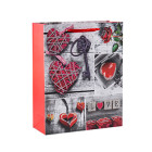 A hear felt Valentine's Day paper gift bags with 4 designs assorted