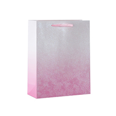 Color Gradient Glittering Cardboard Paper Gift Bags with 4 designs assorted