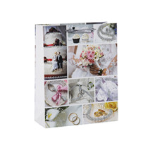 Photo prints glittering wedding welcome and favors gift bags with 4 designs assorted