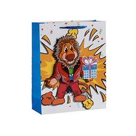 Kids favorite 3D animals paper gift bags with glittering and 4 designs assorted