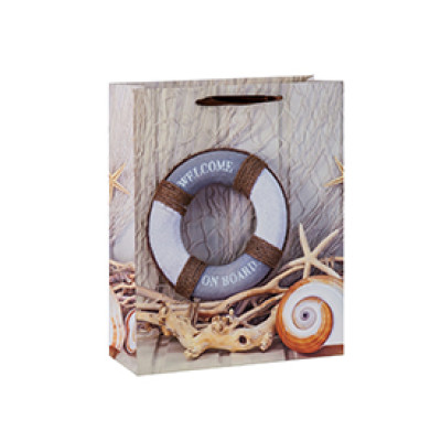 Welcome on board nautical blue ocean paper gift bags with 4 designs assorted