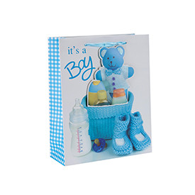 Baby&Kids 3D Glittering Paper Gift Bags with 4 designs assorted