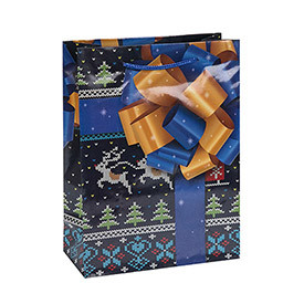 Factory Sale Attractive Style Handmade Christmas Paper Gift Bags with 4 Designs Assorted