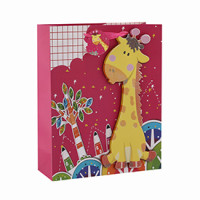 Cute animals 3D and glitter baby gift paper bags with 4 designs assorted