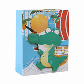 Cute animals 3D and glitter baby gift paper bags with 4 designs assorted
