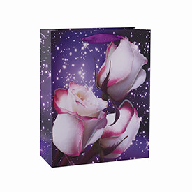 Personality Custom Made Logo Flower Romantic Pattern Style Gift Paper Bag with 4 Designs Assorted