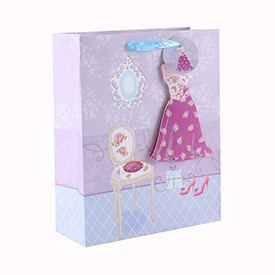 Luxury Decorative Custom 3D and Glitter Gift Paper Bag with 4 Designs Assorted